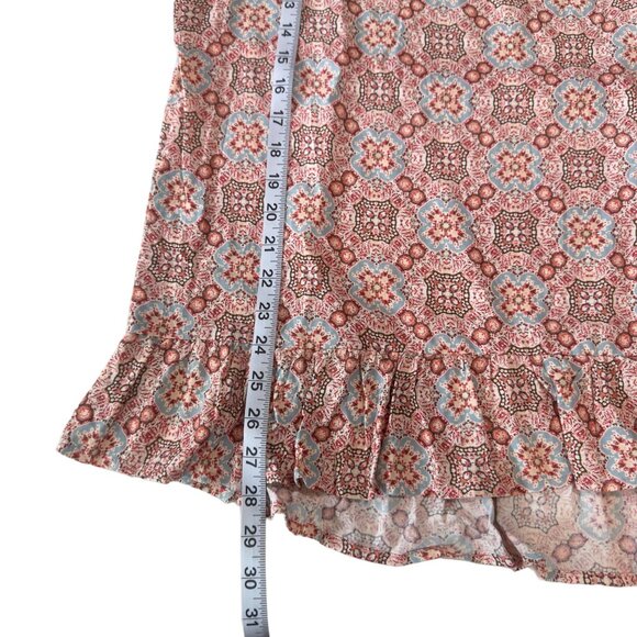 WESTPORT 1962 Women SZ XL Boho Floral Print Blouse With Ruffle Hem & 3/4 Sleeves - Picture 6 of 14